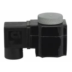 This solenoid valve coil is rated for 24V AC, 11 W, Form A, and features a general-purpose enclosure with a junction box. Electrical connections are via 1/2" NPT conduit. It is used to actuate solenoid valves in industrial fluid handling systems.