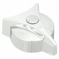 This lever handle is a replacement part for Symmons faucets, used to control water flow and temperature. It is constructed of cast metal with a chrome finish. Suitable for residential or commercial plumbing fixtures