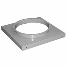 Steel curb cap designed for tubeaxial fans. Provides a weather-resistant cover for roof openings in ventilation systems. Features a 1/2-inch hole diameter. Suitable for industrial ventilation applications.