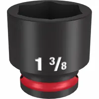 MILWAUKEE Standard Impact Socket: 1/2 in Drive Size, SAE, 1 3/8 in Socket Size, 6-Point, Std (MPN 49-66-6216)