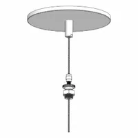 White-finished adjustable cable hanger kit for suspending FluxSteam lighting fixtures. Includes all necessary hanger components for cable hanging installations in commercial or industrial settings