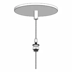 White-finished adjustable cable hanger kit for suspending FluxSteam lighting fixtures. Includes all necessary hanger components for cable hanging installations in commercial or industrial settings.