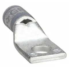 Copper one-hole compression lug for terminating 4 AWG stranded copper wire to a 5/16 in stud or bus bar. Suitable for use in electrical panels, switchgear, and power distribution systems requiring a secure, low-resistance connection.