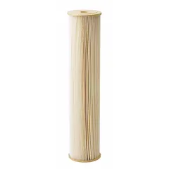 APPROVED VENDOR Water Filter Cartridge: 1 micron, Pleated, 20 gpm, 20 in Overall Ht (MPN 255493-75). Key specifications — Brand: APPROVED VENDOR; Filter Media: Resin-Impregnated Pleated-Cellulose Polyester.
