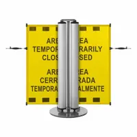 Dual Mobile Stand: 40 in Post Ht, 13 1/2 ft Belt Lg, Yellow, 1 No. of Posts, Message (MPN ZPD-SPP-Y)