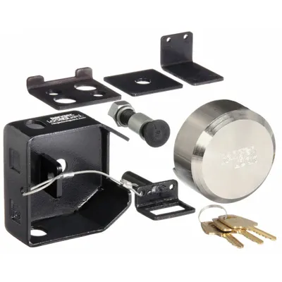 RANGER LOCK Padlock Guard with Lock: Steel, Black, 2 in Guard Lg, 4 in Guard Wd - Padlock Guards with Lock