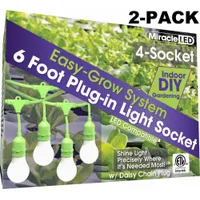 LED Ready Corded Lighti,Four Socket,PK2: 4 Lightheads, Medium Screw (E26), 6 ft Lg, 2 PK (MPN 602201)