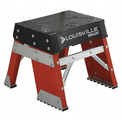 LOUISVILLE LADDER Step Stool: 1 Steps, 13.3 in Overall Ht, 375 lb Load Cap - Rigid Step Stools