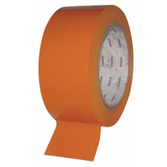 Solid orange vinyl tape, 2 in wide by 108 ft long, 5 mil thickness. No printed legend. Used for marking aisles, hazard zones, and storage areas in industrial facilities.