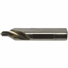 Single-end plain-tip hey-type center drill, #2 size with 60° included angle. Made from AlTiN coated high-speed steel for improved wear resistance. Overall length 1 7/8 in. Used to create conical starting holes for supporting workpieces between lathe centers, ensuring accurate alignment and reducing runout during turning or grinding operations.