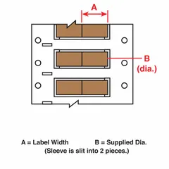 Polyolefin precut sleeve label roll in brown matte finish. Each label measures 1 in x 1 in and accommodates wire gauges from 20 AWG to 2 AWG. Designed for use with the BBP72 printer series to produce on-demand identification for industrial wiring applications.