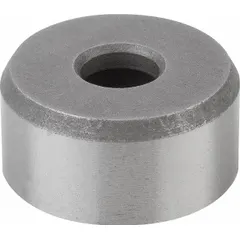 Stainless steel insert with an abrasive diamond face for use in jigs and fixtures. The diamond grit provides a hard, wear-resistant surface that grips workpieces securely, reducing slippage during machining. Bore diameter 3.4 mm, height 12 mm.