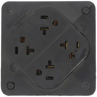 BRYANT Receptacle: Quad, 5-20, Black, 125V AC, 20 A, 2 Pole / 3 Wire (MPN 21254BLK) - General Purpose Receptacles
