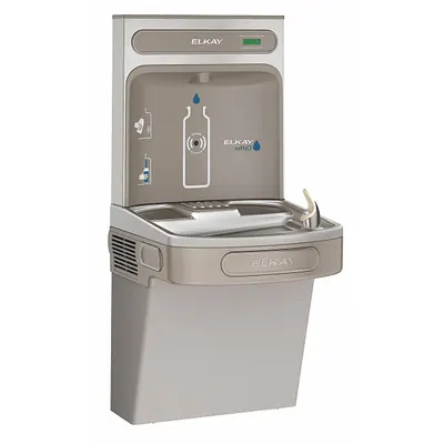 ELKAY Drinking Fountain with Bottle Filler: On-Wall, 8 gph @ 50°F, Vinyl Clad Steel - On-Wall Single Drinking Fountains with Bottle Fillers