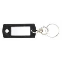 Key Tag: 50 Key Tags, Rectangle, Black, Plastic, Blank Label, 2 in Overall Ht, 50 PK (MPN 16820)