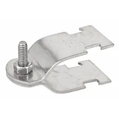 This conduit strap clamp is made of polished 316 stainless steel with a silver finish. It accommodates 3/4 in conduit and has a 1/4 in-20 thread size with a 0.750 in cable range. Designed for use with 1-5/8 in strut channels, it secures conduit in electrical installations.
