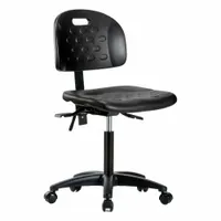Ergonomic Chair: Polyurethane, Armless, Ht Range 19 3/4 in to 27 1/2 in, 18 in Seat Wd, 5 Casters (MPN BR-HPMBCH-RG-T1-A0-NF-RC-BLK)