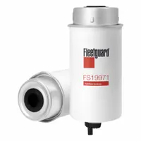 Can-type fuel/water separator for Diesel2 and Gasoline engines. Overall length 7 11/16 in, outside diameter 3 1/4 in. Removes water and contaminants from fuel to protect injectors. Used in agricultural equipment and other diesel/gasoline applications