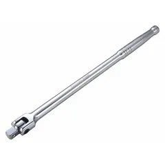 This flex-head breaker bar features a 1/2 in drive and 15 in length, constructed from alloy steel with a chrome finish. The smooth grip handle provides comfort during use. Designed for loosening stubborn fasteners in industrial maintenance and repair applications, the flex head allows access in confined spaces.