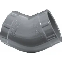 Pipe Elbow: Schedule 40, PVC, 2 in x 2 in Size, Socket x Socket, Female x Female, Gray, 140°F (MPN 317020)