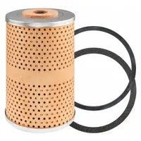 Cartridge-type diesel fuel filter for Mack buses. Cellulose media. 3 15/16 in outside diameter, 7/8 in inside diameter. Includes two attached gaskets