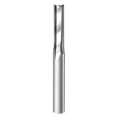Solid carbide spiral O-flute downcut router bit designed for routing soft plastics. The downcut geometry minimizes chipping and produces a clean top edge. Suitable for sign making, plastic fabrication, and CNC routing applications.