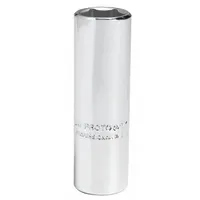 PROTO Socket: Metric, 1/4 in Drive Size, 15 mm Socket Size, 6-Point, Deep, Chrome, 2 in Overall Lg (MPN J4715LM)