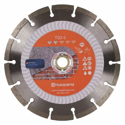 HUSQVARNA Diamond Saw Blade: Brick/Stone, 4 in Blade Dia., 7/8 in Arbor Size, Wet/Dry - Masonry-Cutting Blades