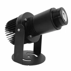 This 40 W LED safety sign projector in black accepts 110–240 V input and includes a mounting yoke for installation. It projects safety signs and warnings onto floors, walls, or ceilings in industrial facilities to reinforce hazard communication and egress routes.