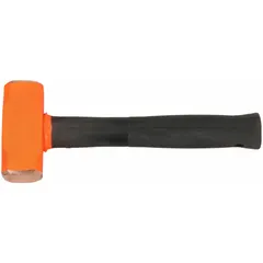 This non-sparking engineering hammer features a 4 lb head weight and 2 in diameter striking face, with an overall length of 12 in. The steel handle is equipped with a ribbed grip for secure handling. Designed for use in environments where sparking must be avoided, such as areas with flammable gases, vapors, or dusts.