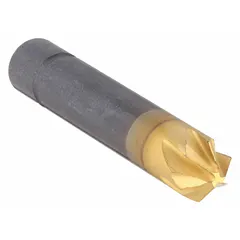 Six-flute countersink for producing smooth, chatter-free 90° chamfers and countersinks in metal, plastic, and wood. The TiN-coated cobalt construction provides heat resistance and extended tool life. Suitable for precision deburring and finishing holes in machining, fabrication, and assembly operations.