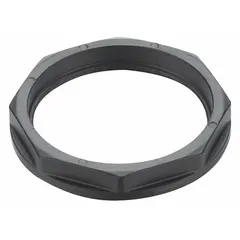 Aluminum panel-mounting nut for securing panels in industrial equipment assemblies. Suitable for use in machinery enclosures and control panels where moderate strength and corrosion resistance are required.