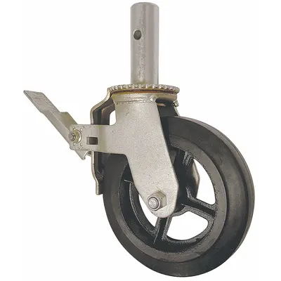 PAYSON CASTERS, INC Stem Caster: Swivel, 8 in Wheel Dia., 2 in Wheel Wd - Total-Locking Bolt-In Stem Casters with Round Stems for Scaffolding
