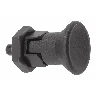 KIPP Locking Short-Pin Pull-Knob Indexing Plunger with Jam Nut, M10x1, Steel - Locking Short-Pin Pull-Knob Indexing Plungers with Jam Nut