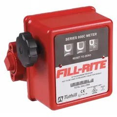 This nutating disc totalizer provides volumetric measurement of fuels with +/-1% accuracy. It features a mechanical display, standard frequency pulse output, and measures in gallons. The aluminum body has 1 in FNPT connections, with a Viton seal and Buna-N O-ring. Suitable for fuel transfer and dispensing applications requiring reliable totalization.
