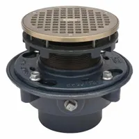 This ZURN general purpose floor drain collects and removes surface water in commercial or industrial areas. It has a 6 1/4 in round grate, 3 in nominal pipe size, and Push On connection. Includes clamping collar and hardware. Overall diameter 8 3/8 in