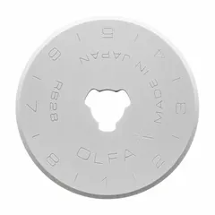 Tungsten rotary cutter blade with 28 mm diameter and 0.3 mm thickness. Suitable for cutting fabric, paper, and light materials. Sold in a 10-pack.