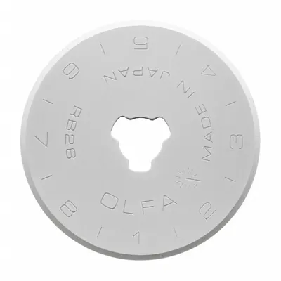 OLFA Rotary Cutter Blade: Straight, 28 mm Blade Dia, Tungsten, 0.3 mm Blade Thick - Rotary Cutter Blades