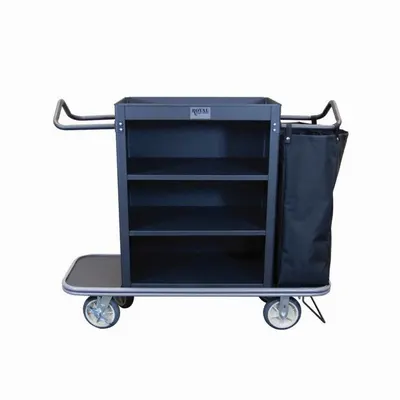 ROYAL BASKET TRUCKS Manual Housekeeping Cart, 47 in H x 19 in W x 55 in D, Black - Manual Housekeeping Carts