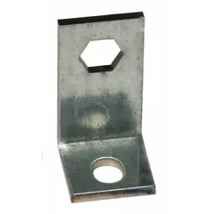 Steel L-shaped bracket for mounting conveyor rollers with a 7/16 in axle to a surface via bolt-on connection. Standard performance rating. Fasteners not included. Used in material handling systems to support roller conveyors.