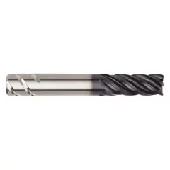 This carbide corner-radius end mill is designed for fast cutting of stainless steel and super alloys. It features an AlTiN coating, 5 flutes, a 1" mill diameter, and a 1-3/4" length of cut. The corner-radius geometry reduces chipping and extends tool life in demanding milling operations.