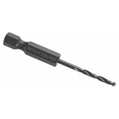 This 3/32-inch impact-rated drill bit features a black oxide high-speed steel (HSS) construction and a 118° split point for reduced walking. The hex shank prevents slipping in impact driver chucks, making it suitable for drilling in metal, wood, and plastic during general maintenance, electrical, and HVAC work.