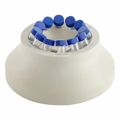 Fixed-angle centrifuge rotor designed for laboratory centrifuges. Accommodates twelve 15 mL tubes and achieves a maximum relative centrifugal force of 4,427 x g. Overall diameter of 4 1/4 in. Suitable for routine separation of biological samples in clinical, research, and industrial settings.