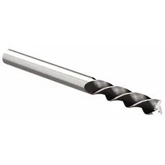This uncoated carbide corner-radius end mill is designed for fast cutting of aluminum and non-ferrous materials. With a 3 mm mill diameter, 12 mm length of cut, 0.2 mm corner radius, and 3 flutes, it is suitable for high-speed machining applications in general fabrication.