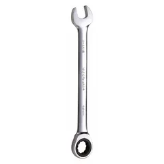 This SAE 12-point ratcheting combination wrench is constructed from alloy steel with a chrome finish. It features a 1-1/16 in head size and a 14 in overall length. Suitable for tightening and loosening fasteners in industrial maintenance, repair, and assembly tasks.