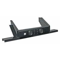 This hitch plate bumper mounts to the vehicle's hitch receiver to protect the rear end during low-speed impacts. It includes two 5/8 in D-rings that serve as recovery points for towing or winching. Suitable for trucks and trailers in fleet maintenance and off-road applications.