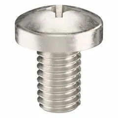 Pan head machine screws with #10-32 thread, 5/16 in length, made of 316 stainless steel with plain finish. Phillips drive, size #2. Supplied in a 50-piece pack. Used for fastening components in applications requiring corrosion resistance.