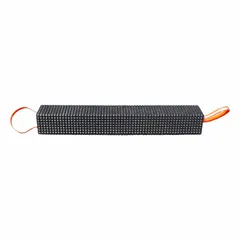 Rectangular cribbing block made of HDPE with a 55-ton vertical load capacity. Black body with orange handle. Used for stabilizing heavy machinery, shoring structures, or supporting vehicles during maintenance in industrial environments.