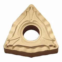 CVD cermet grade Trigon (W) indexable turning insert for finishing and semi-finishing operations. Suitable for turning, facing, and profiling of steels and stainless steels on CNC lathes. Provides wear resistance and edge strength for medium-duty applications.