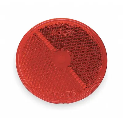 GROTE Reflector: Round, Red, 2 1/2 in Overall Lg - Stick On Reflectors